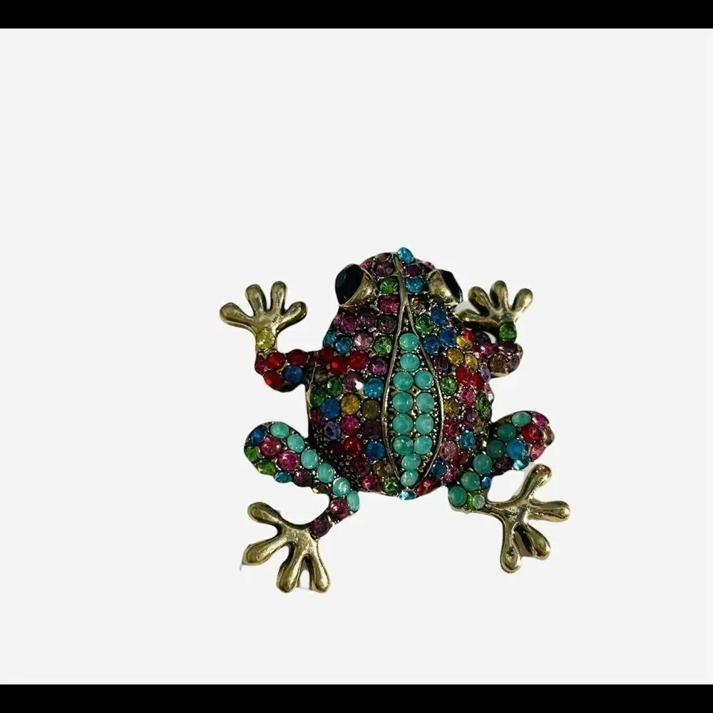 🆕🎄 VIVID RHINESTONE FROG BROOCH‎